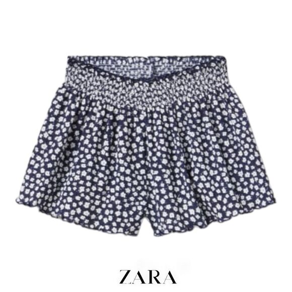 ZARA Kids | Navy Blue | FLORAL FLOWY SHORTS - Picture 1 of 5